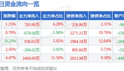 股票行情快报：大商股份（600694）1月24日主力资金净买入703.96万元