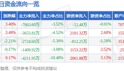 股票行情快报：中国稀土（000831）2月20日主力资金净卖出7063.60万元