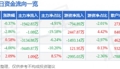 股票行情快报：麦格米特（002851）5月28日主力资金净卖出1942.83万元