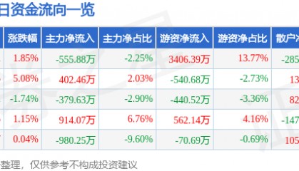 股票行情快报：大商股份（600694）3月4日主力资金净卖出555.88万元