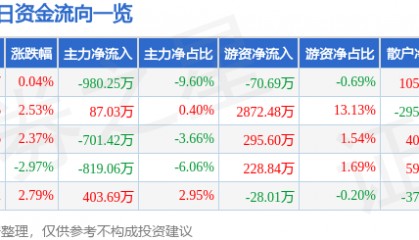 股票行情快报：大商股份（600694）2月26日主力资金净卖出980.25万元