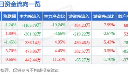 股票行情快报：菲达环保（600526）2月13日主力资金净卖出1165.79万元