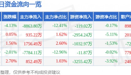 股票行情快报：视觉中国（000681）6月13日主力资金净卖出8863.80万元